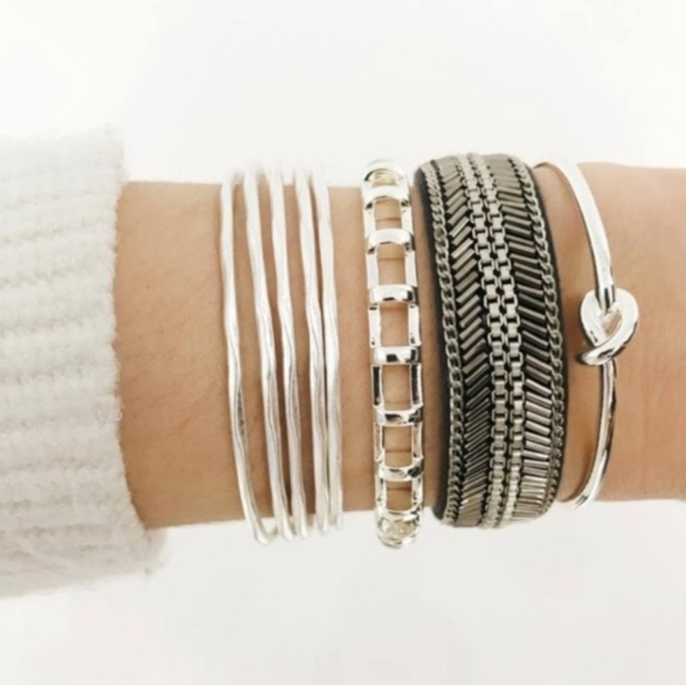 Stella & Dot Silver Mixed Metal Bracelet Set